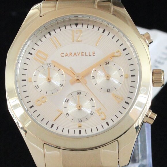 Caravelle Ladies Chronograph By Bulova Champagne Dial 36mm - Picture 9 of 12